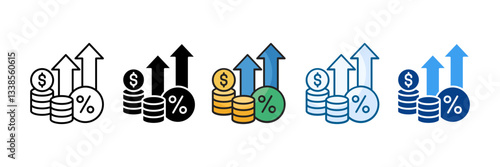Interest Rate Icon Set Multiple Style Collection