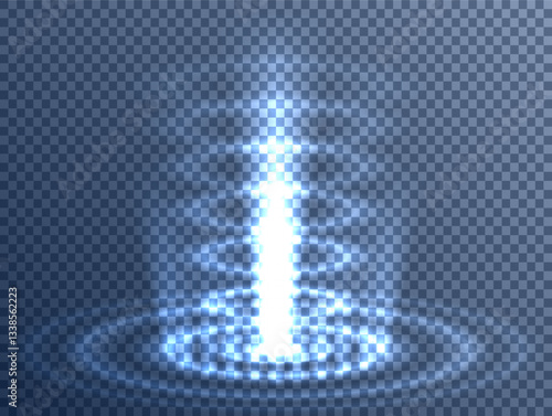 Futuristic glowing blue energy portal with transparent background. Sci-fi teleportation vortex with circular ripple effect, ideal for gaming, fantasy, and digital artwork