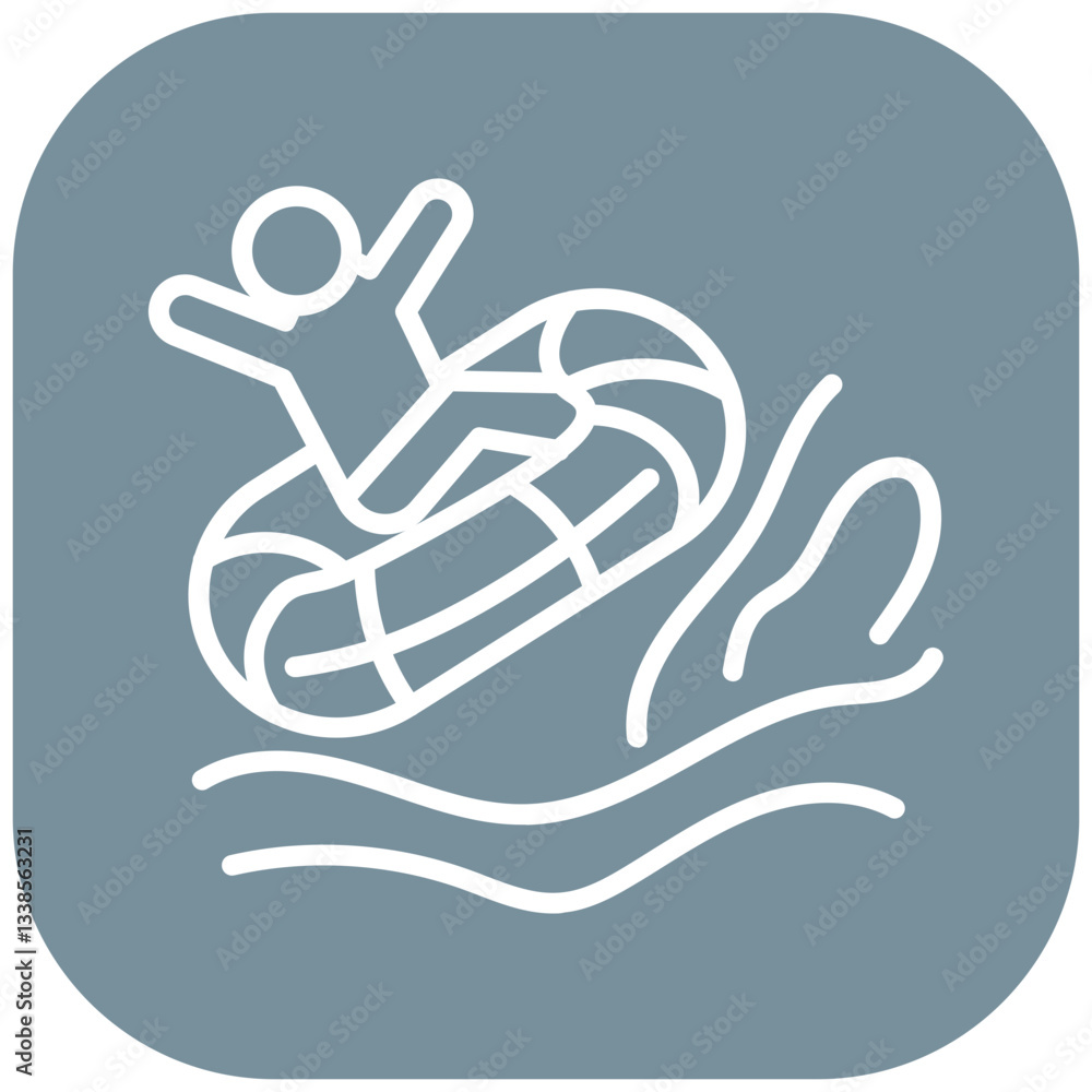 Fototapeta premium Family Rafting Slide Vector Icon