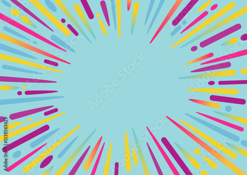 カラフルでポップな集中線のフレームD