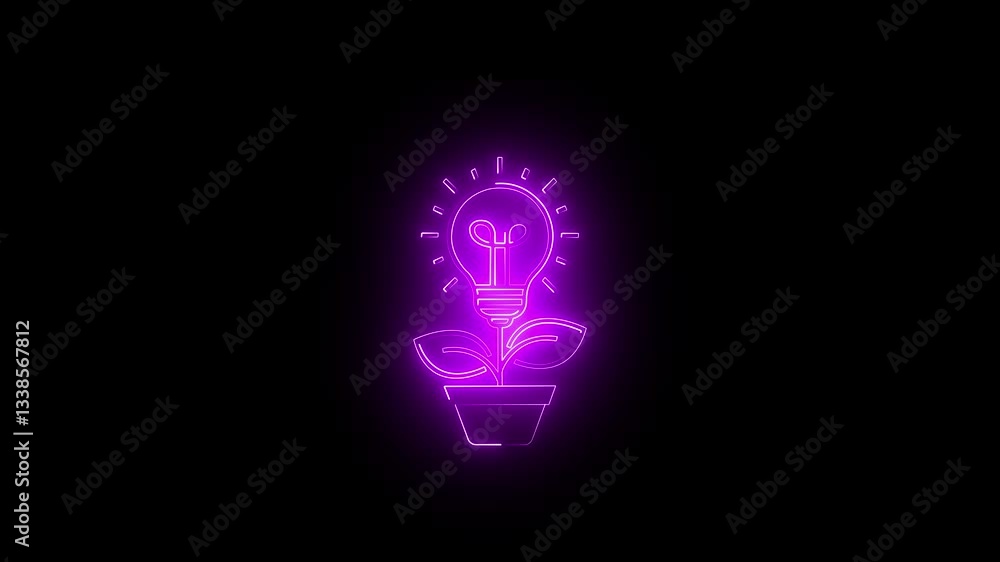 . Neon idea symbol vertical all the video with glowing imagination and creative light animation . Neon idea symbol vertical all the video with glowing imagination and creative light animation