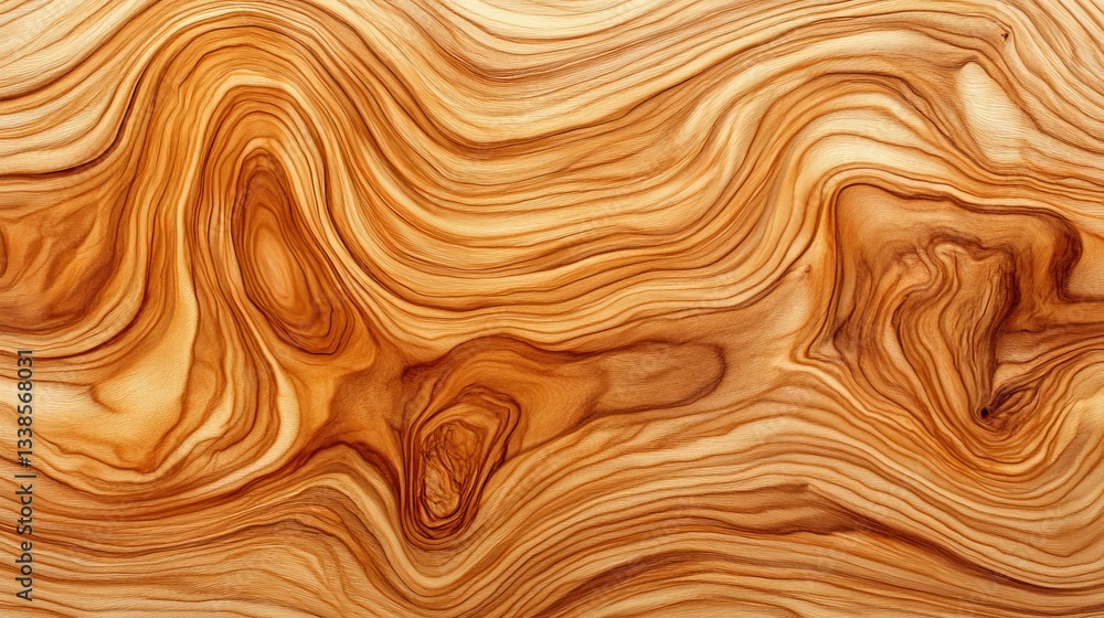 Fototapeta premium Warm, Golden ,Wavy Wood Grain, Texture Background for Design Projects, Natural Pattern,Abstract Art.