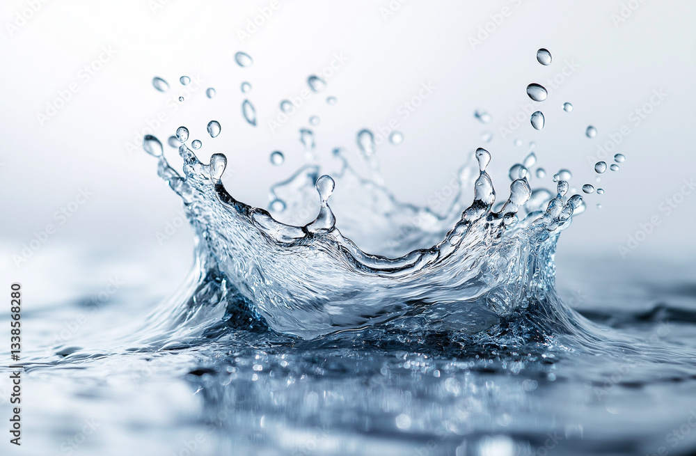 A high-resolution, hyper-realistic water splash with a simple blue wave line, isolated on a white background in a sharp-focus banner layout for stock photography use A high-resolution, hyper-realistic water splash with a simple blue wave line, isolated on a white background in a sharp-focus banner layout for stock photography use