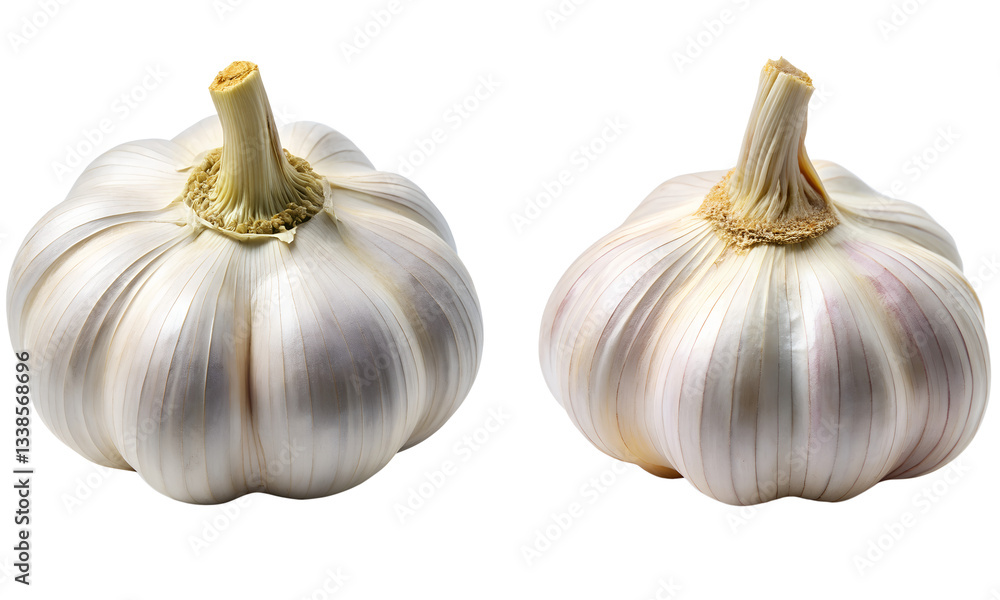 Obraz premium Garlic set, Set of two garlic collections isolated