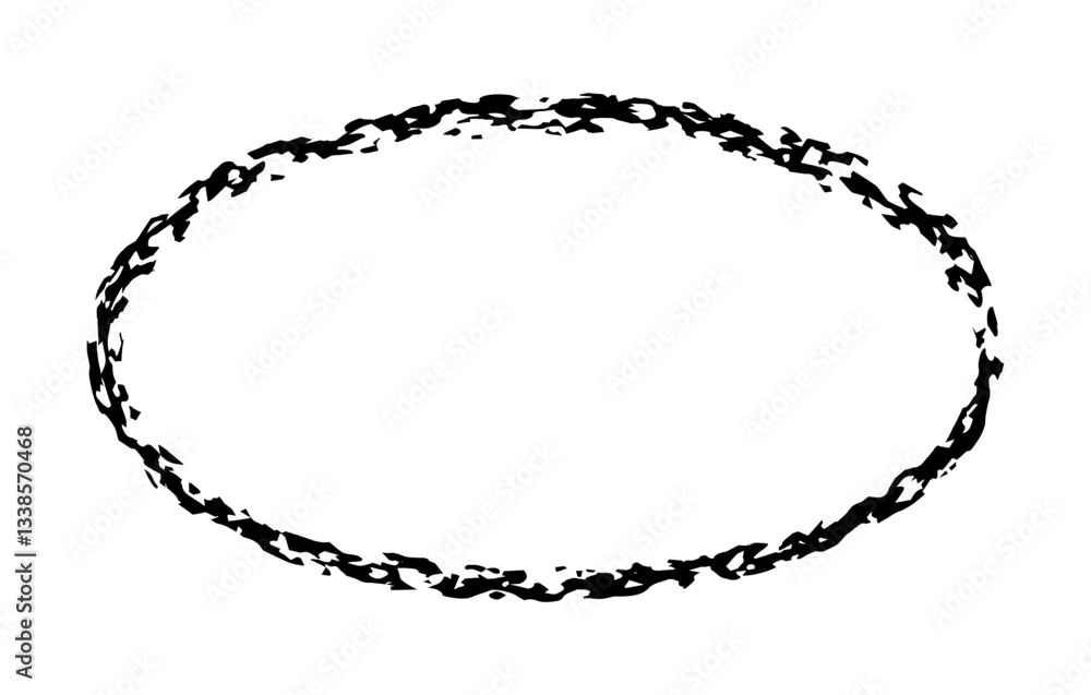 Chalk ellipse frame. Hand drawn vector textured chalk geometric oval design element Chalk ellipse frame. Hand drawn vector textured chalk geometric oval design element