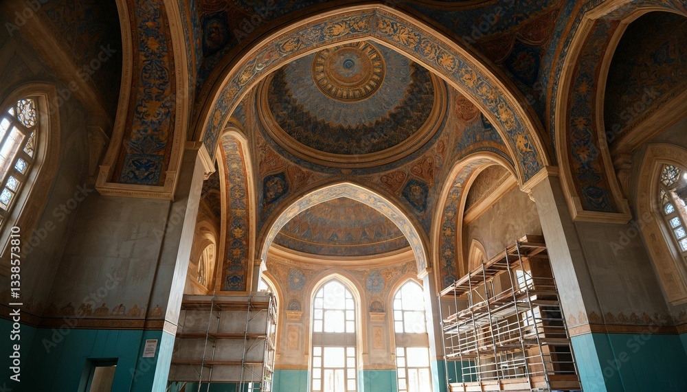 Fototapeta premium AI-generated intricate interior of a historic building with ornate arches
