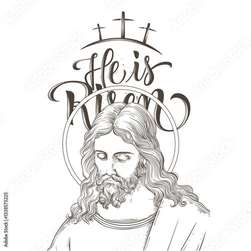 He is Risen Easter Jesus Illustration