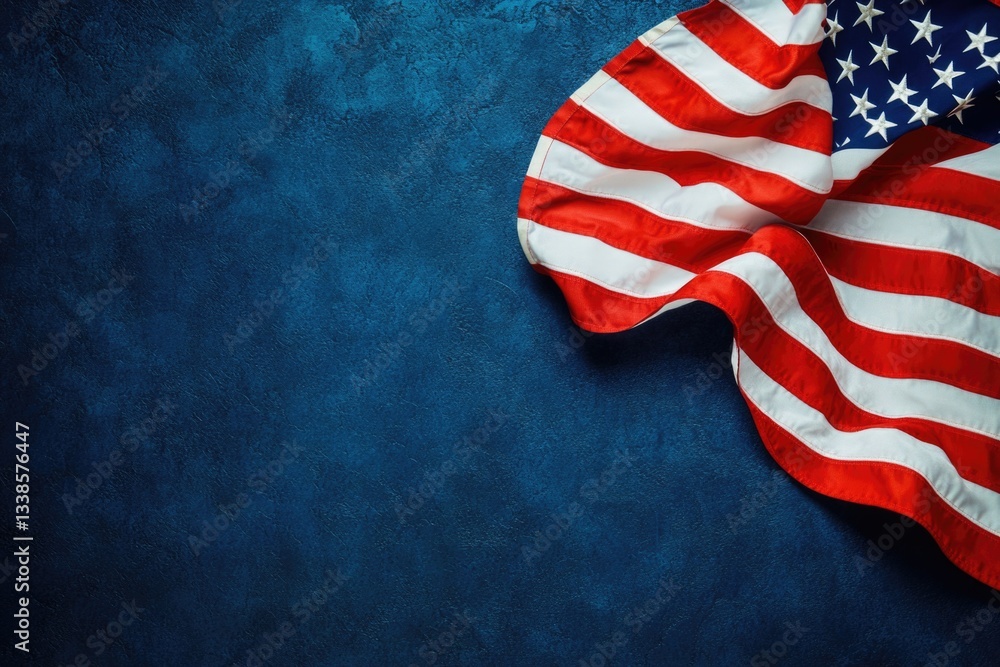 Obraz premium A simple American flag against a bright blue background