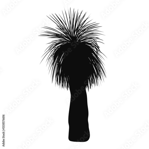 Xanthorrhoea tree vector outline silhouette isolated illustration. The Grass tree, native Australian endemic flora element