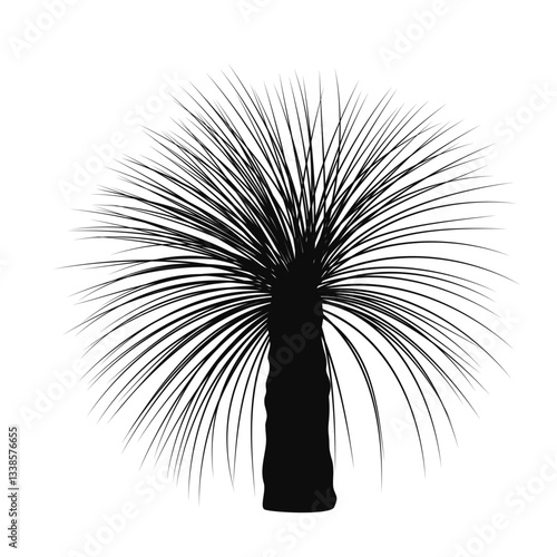Xanthorrhoea tree vector outline silhouette isolated illustration. The Grass tree, native Australian endemic flora element