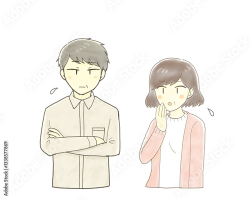 困っているミドルの男性と女性