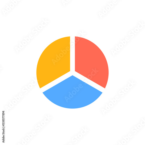 Free Download Pie chart with three segments in yellow, red, and blue, representing data distribution visually. - GFXLoad