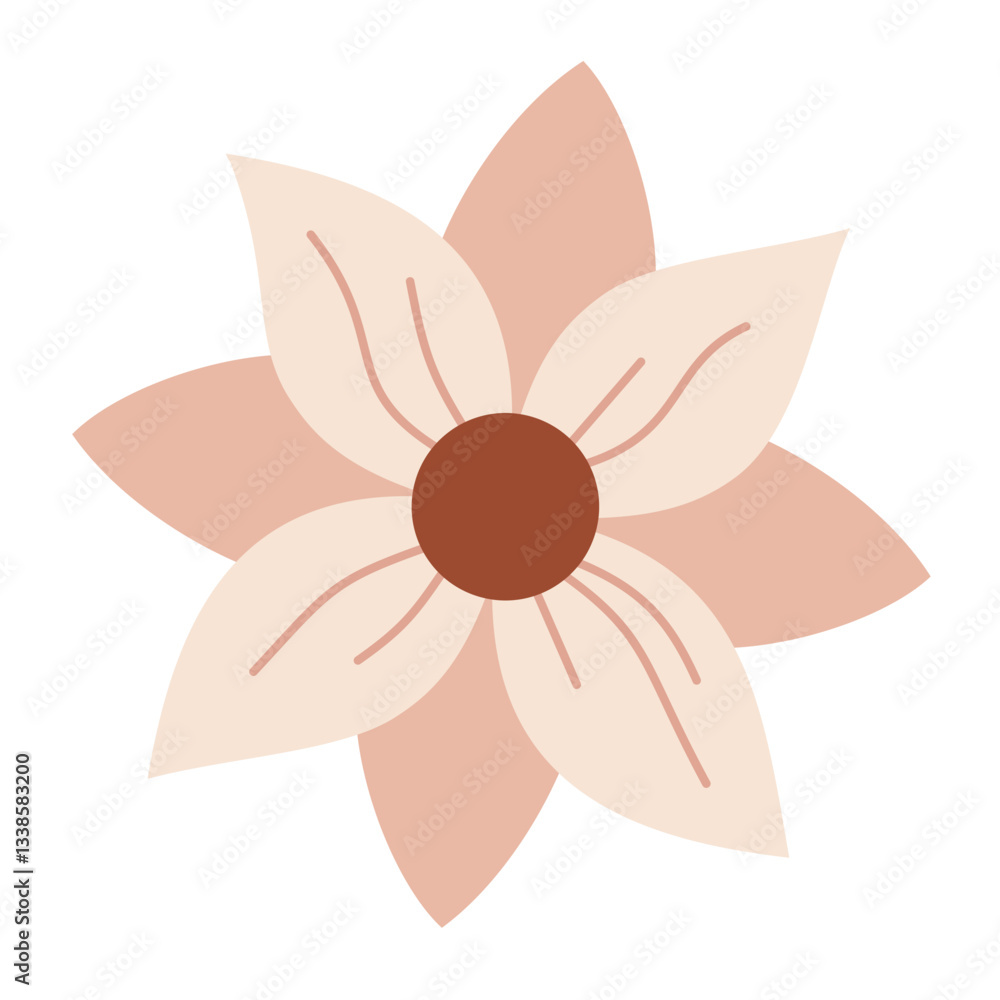 Flower clipart, cute floral hand drawn seasonal objects. Vector illustration in flat style Flower clipart, cute floral hand drawn seasonal objects. Vector illustration in flat style