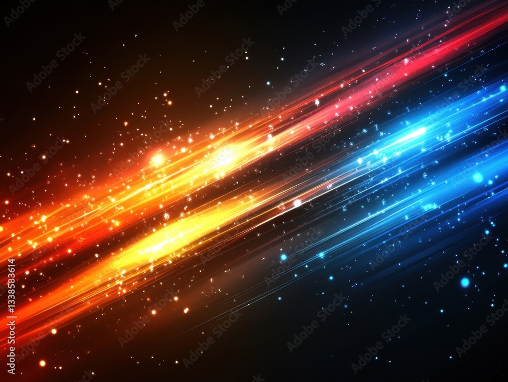 Obraz premium Dynamic cosmic radiance abstract background with vibrant color streams and sparkling particles in dark space