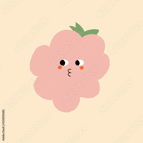 Vector illustration-cute raspberry character smiling. Naive and childish style