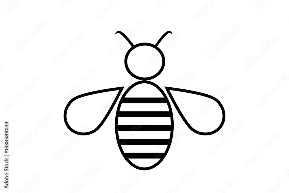 Minimal bee icon isolated on white or transparent background, png cut out