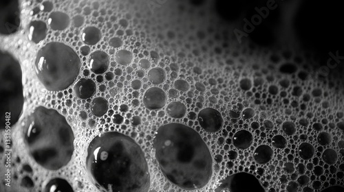 Closeup of Bubbles in a Foamy Liquid