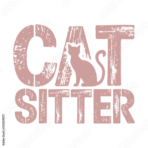 Cat sitter vector vintage design, cat t shirt design