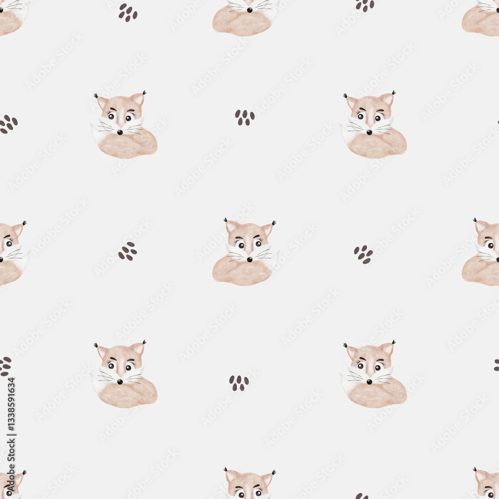 Fototapeta premium Corgi watercolor design featuring seamless repeat pattern for fabric and wallpaper