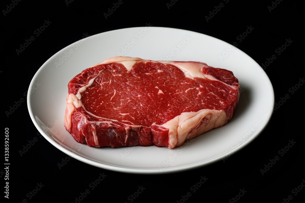 A single serving of grilled steak served on a clean white plate, ready for consumption A single serving of grilled steak served on a clean white plate, ready for consumption