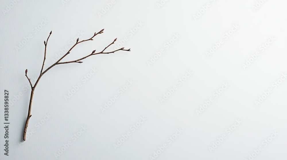 Negative space design abstract background concept. A simple, bare twig against a minimalistic background, symbolizing nature's elegance. Negative space design abstract background concept. A simple, bare twig against a minimalistic background, symbolizing nature's elegance.