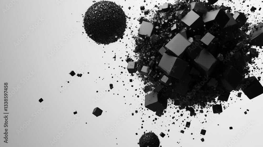 Disjointed fragments of consciousness, abstraction in black and white tones.