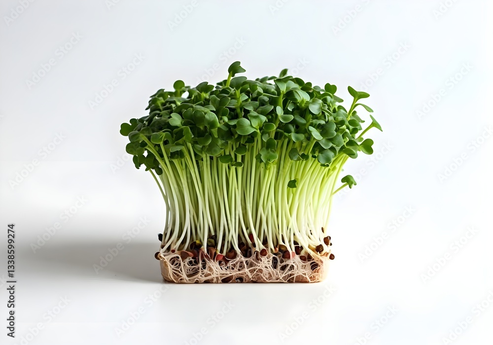 Microgreen of radish closeup on white background. Microgreen of radish closeup on white background.