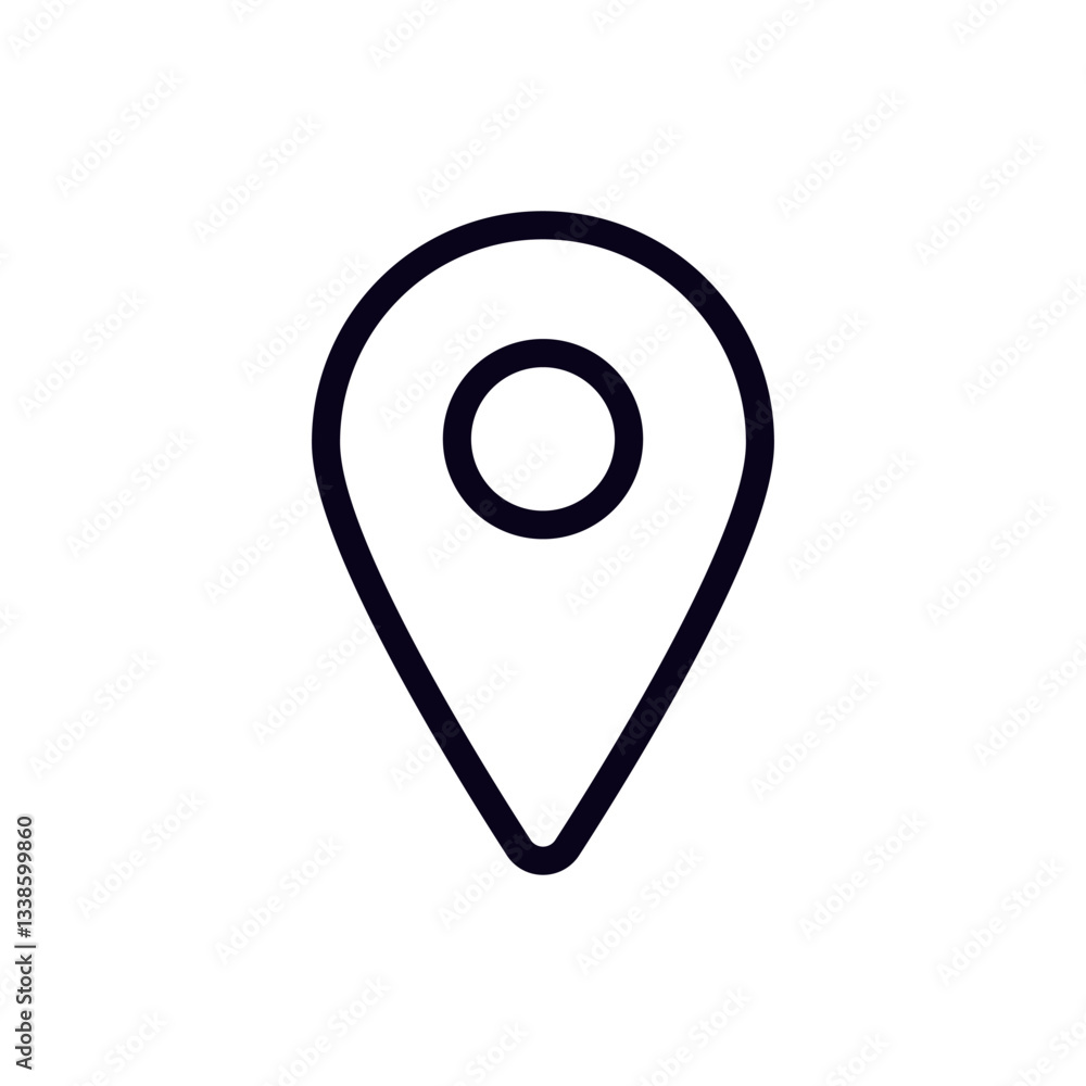Black location pin icon used for navigation and map applications, symbolizing a destination point. Black location pin icon used for navigation and map applications, symbolizing a destination point.
