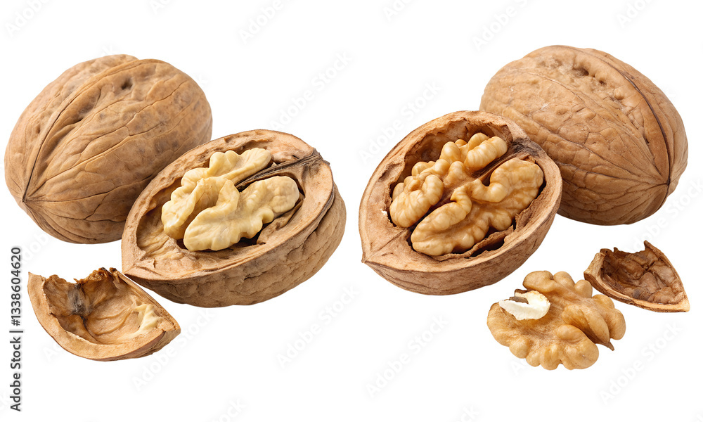 Walnut set, Fresh fruits collection isolated Walnut set, Fresh fruits collection isolated
