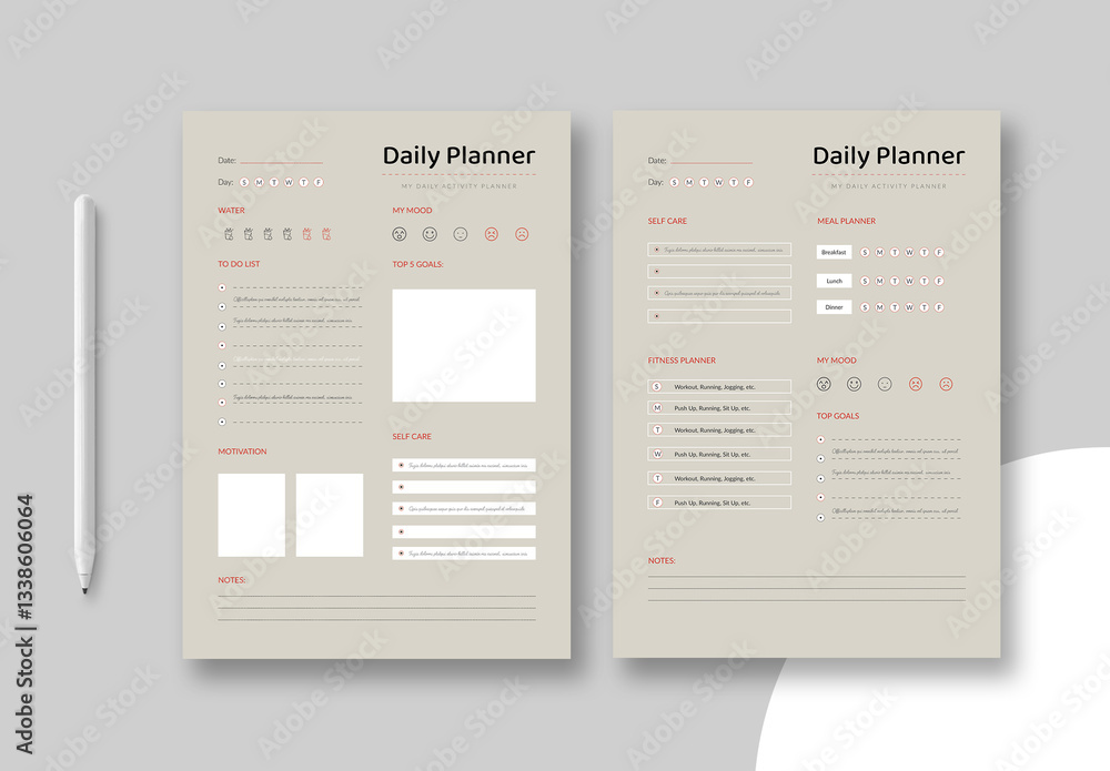 Sample Planner Layout Planner Template Layout Stock Template | Adobe Stock