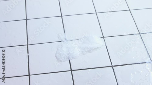 Scrubbing Tiles with Foamy Cleaner – Deep Cleaning Process