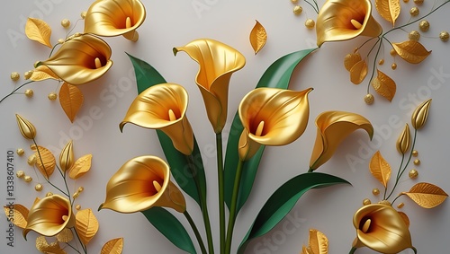 yellow flowers on a green background