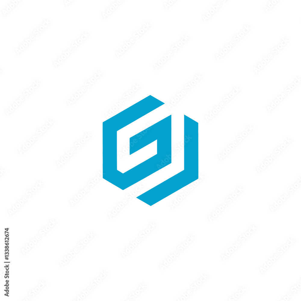 Fototapeta premium Abstract Blue Hexagon Logo Design