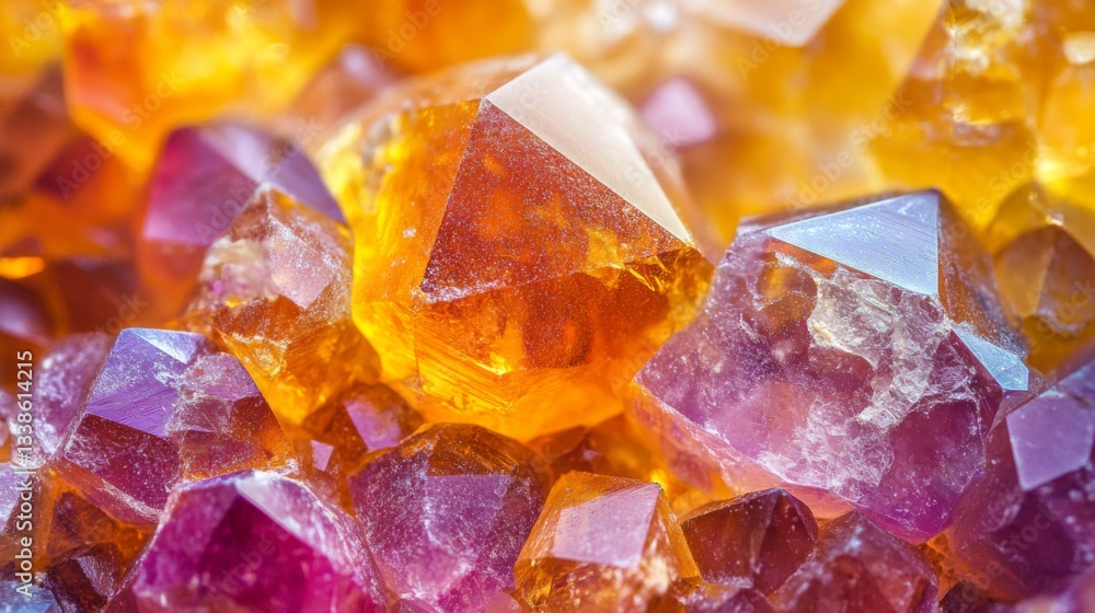 Vibrant Orange And Purple Crystal Cluster Closeup Vibrant Orange And Purple Crystal Cluster Closeup