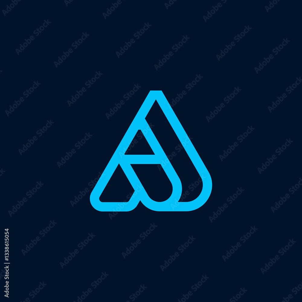 Abstract Blue Letter A Logo Design On Dark Background Abstract Blue Letter A Logo Design On Dark Background