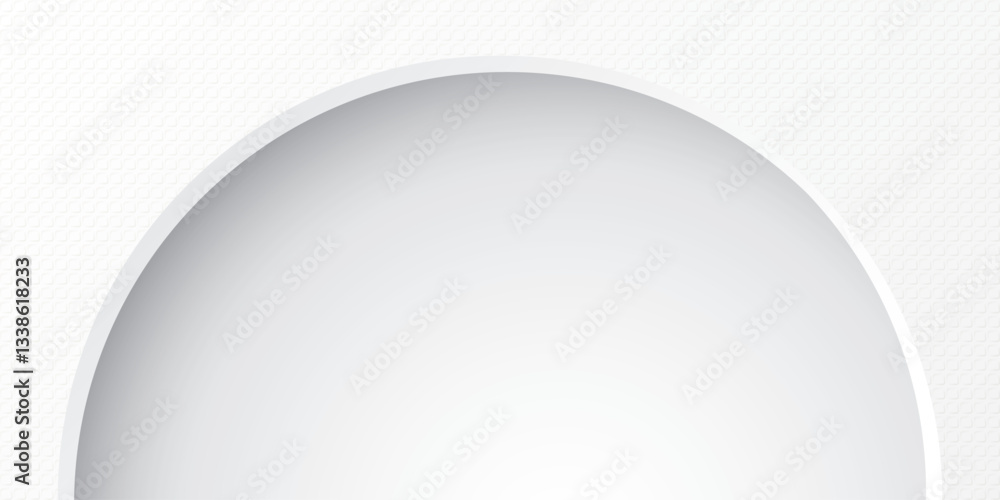 White wood free uncoated paper rough textured background with blank 3D semicircle frame paper cut style graphic illustration. White wood free uncoated paper rough textured background with blank 3D semicircle frame paper cut style graphic illustration.
