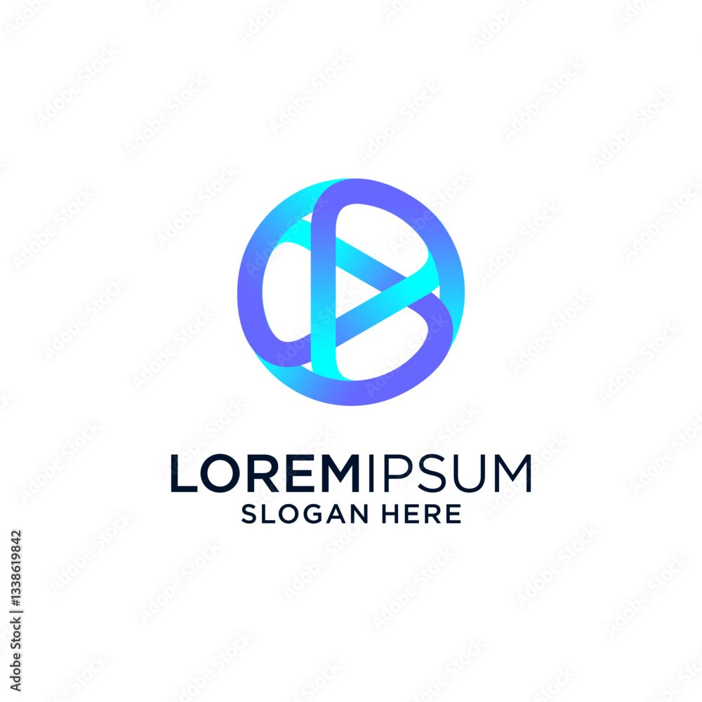 Obraz premium Abstract Blue Purple Gradient Logo Design