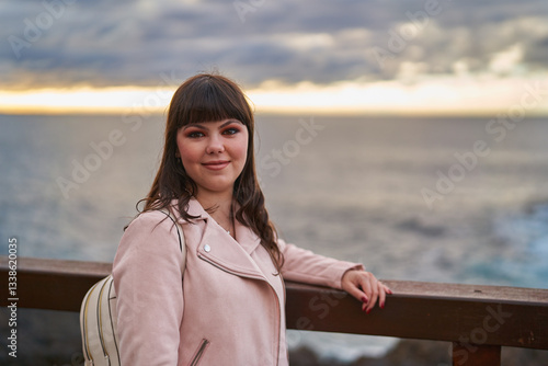 Wallpaper Mural Stylish young woman posing by the ocean in Tenerife, Spain........ Torontodigital.ca