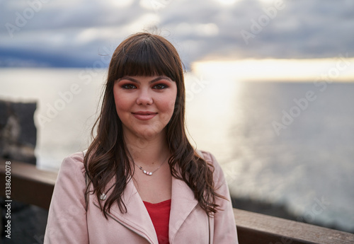 Wallpaper Mural Stylish young woman posing by the ocean in Tenerife, Spain........ Torontodigital.ca