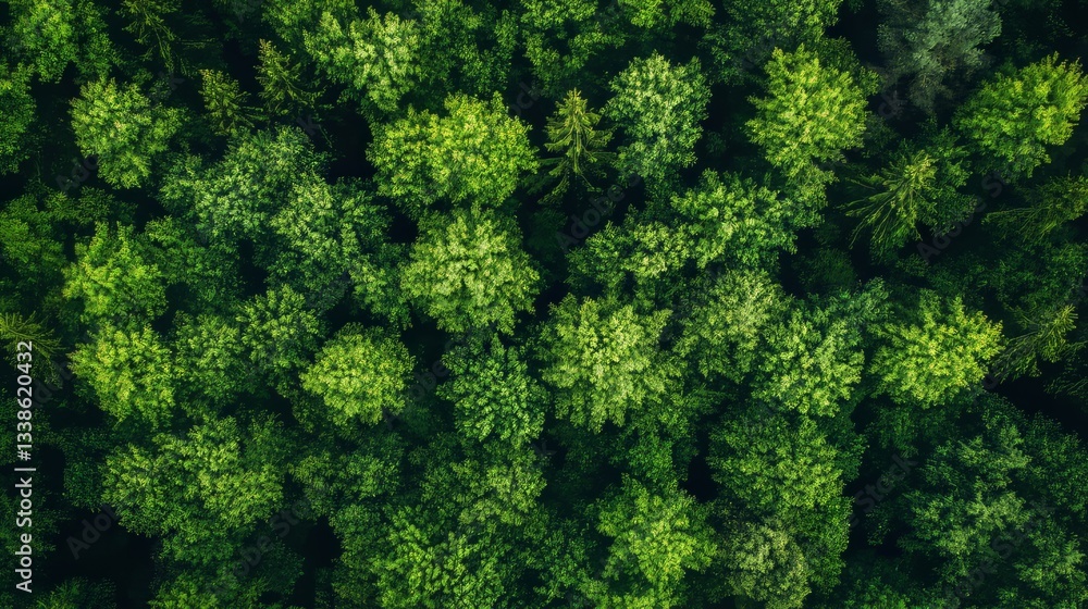 Fototapeta premium Forest and tree landscape texture abstract background, Aerial top view forest atmosphere area, Texture of forest view from above.
