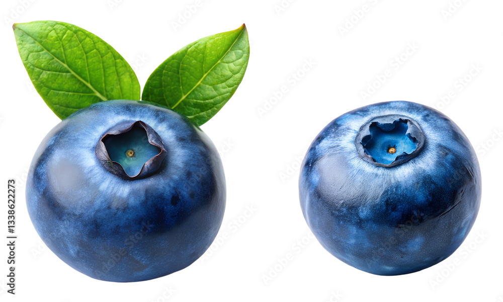 Obraz premium Blueberry fruits set, Blueberry berries set isolated