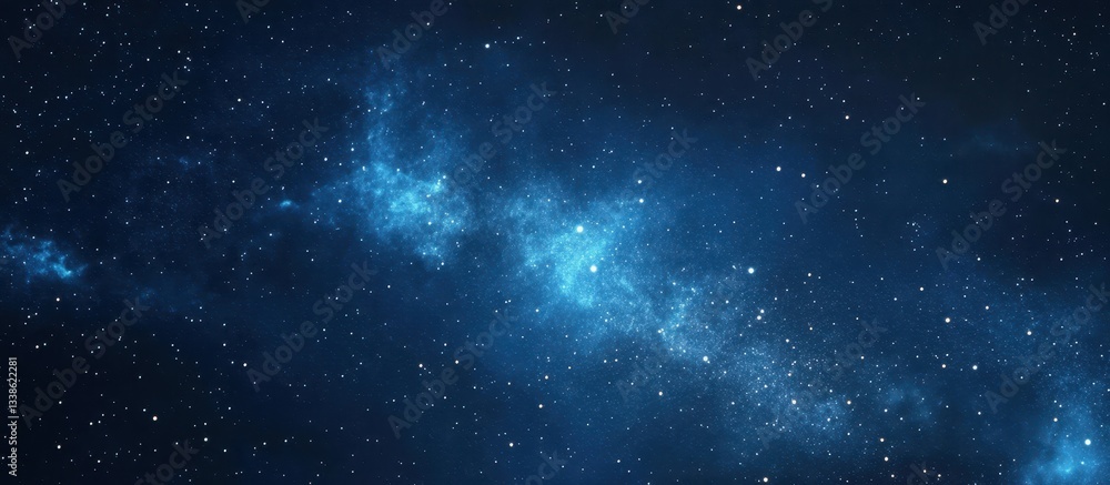 Cosmic Scene of Deep Space with Stars and Blue Nebula in Night Sky Cosmic Scene of Deep Space with Stars and Blue Nebula in Night Sky