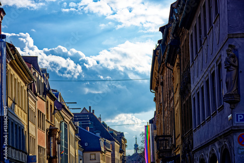 A wonderful day in the city of Bamberg in rainy weather.