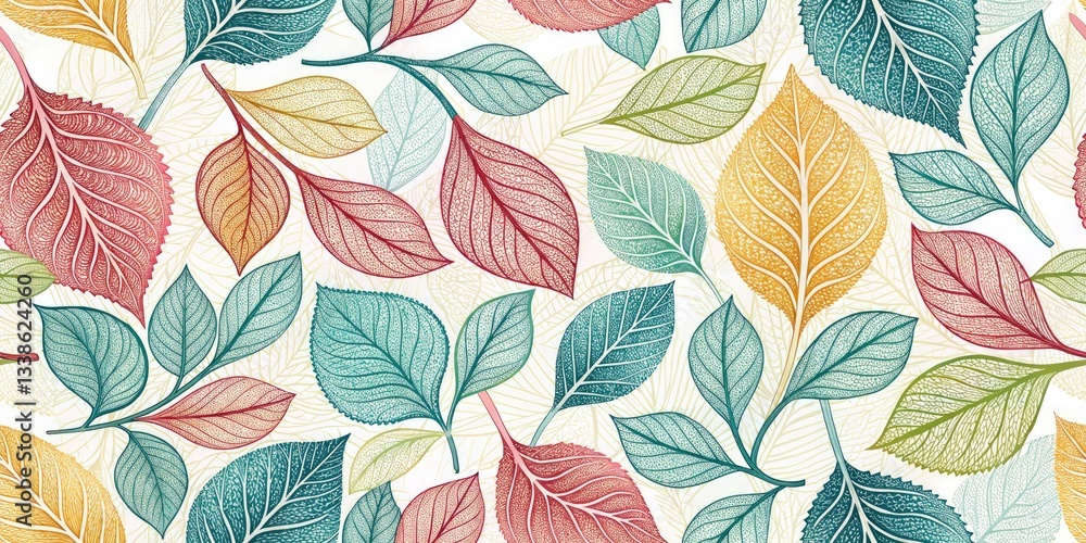 Fototapeta premium Surreal Minimalist Leaf Line Landscape, Delicate Nature Illustration, Artistic Photography