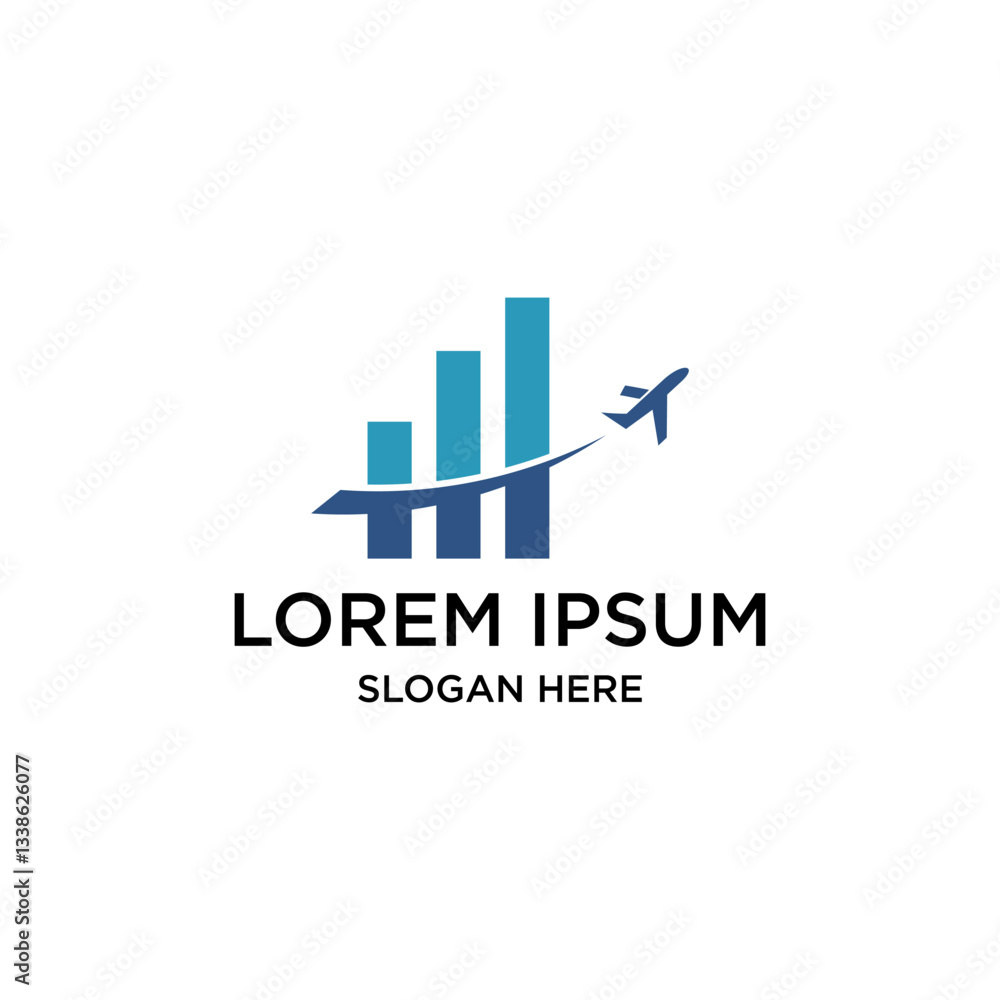 Abstract Business Logo With Airplane And Graph Abstract Business Logo With Airplane And Graph