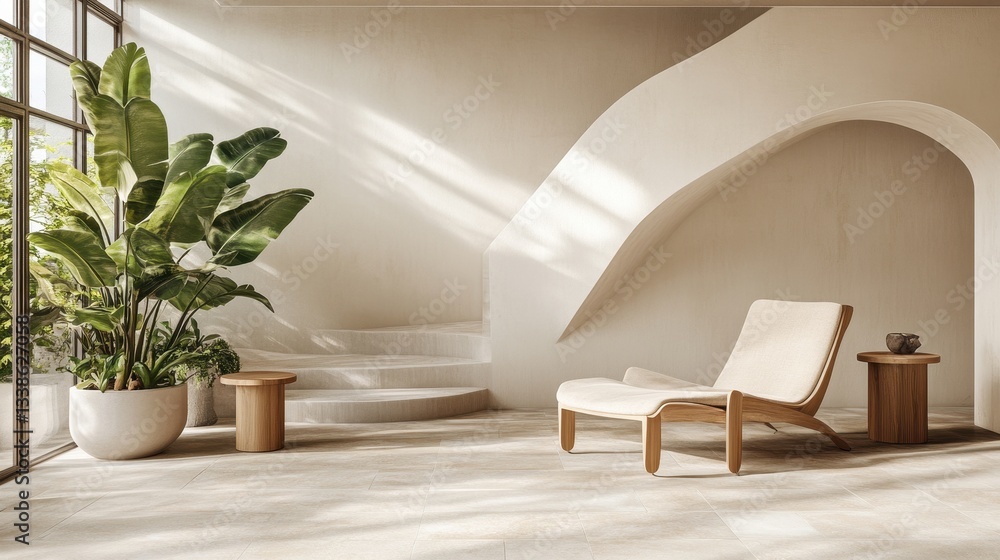 Fototapeta premium Sunlit Modern Interior Lounge Chair.