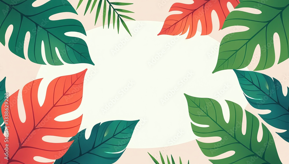 Fototapeta premium colorful jungle leaves summer abstract background create modern trendy vector designs greeting cards posters banners