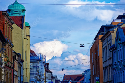 A wonderful day in the city of Bamberg in rainy weather.