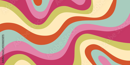 Abstract Geometric Wavy Background. Cool Funky Art Vector Design. Groovy Trippy Hippy Pattern. Psychedelic Y2k Texture. Retro Fun Bg.