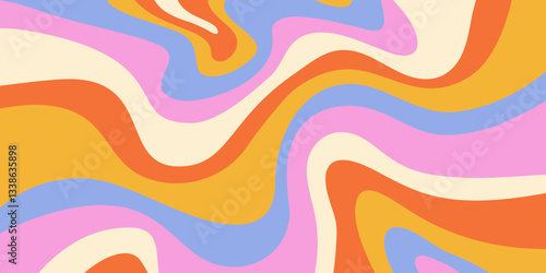 Abstract Geometric Wavy Background. Cool Funky Art Vector Design. Groovy Trippy Hippy Pattern. Psychedelic Y2k Texture. Retro Fun Bg.
